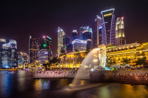 night photo in the middle of singapore