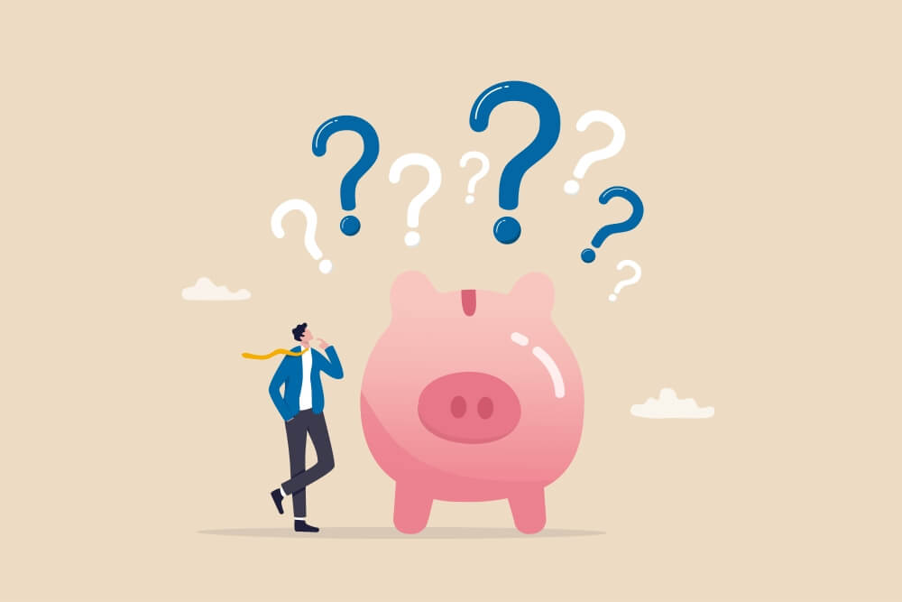 confused piggy bank
